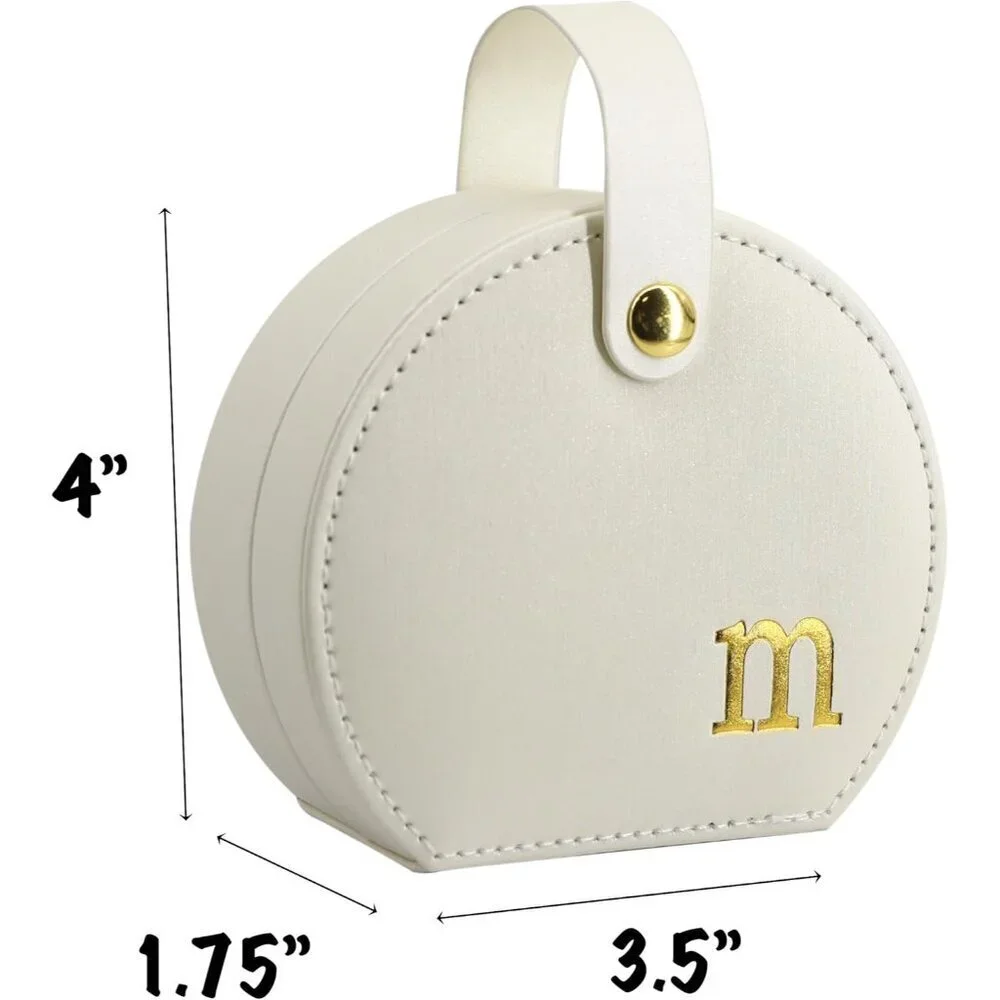 Travel Jewelry Case Mini Organizer with Gold Monogram and Detachable Handle